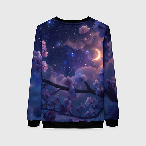 Женский свитшот Ночная сова на ветке / 3D-Черный – фото 2