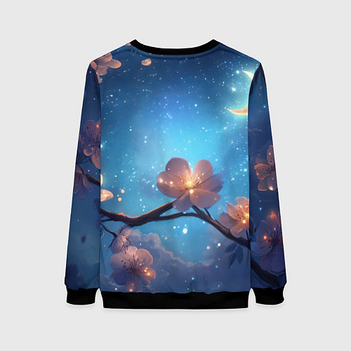 Женский свитшот Ночная сова на ветке / 3D-Черный – фото 2