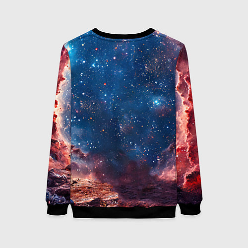 Женский свитшот Бишон в космосе / 3D-Черный – фото 2