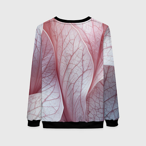 Женский свитшот Розовые листья / 3D-Черный – фото 2