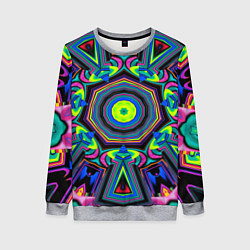 Свитшот женский Оптический узор неоновые краски, цвет: 3D-меланж