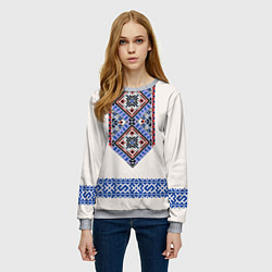 Свитшот женский Славянская вышиванка - узор обережник, цвет: 3D-меланж — фото 2