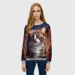 Свитшот женский Сноу-шу в космосе, цвет: 3D-меланж — фото 2