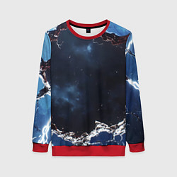 Свитшот женский Объемная дыра в стене текстура, цвет: 3D-красный