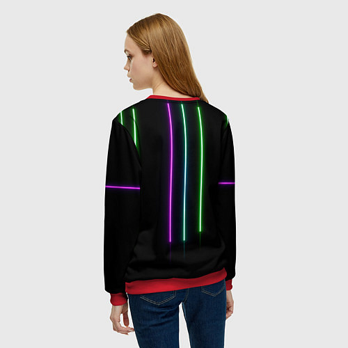 Женский свитшот Neon stripes / 3D-Красный – фото 4