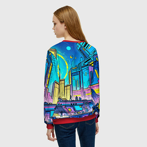 Женский свитшот Космический город / 3D-Красный – фото 4