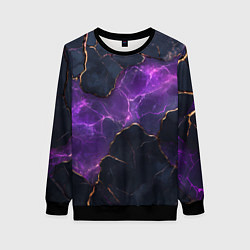Свитшот женский Фиолетовый разлом с молниями, цвет: 3D-черный