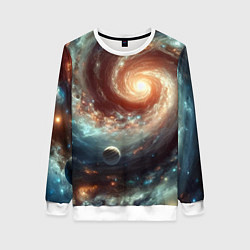 Свитшот женский Далёкая неоновая галактика - нейросеть, цвет: 3D-белый