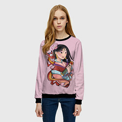 Свитшот женский Красивая Мулан и Мушу - big pictures, цвет: 3D-черный — фото 2