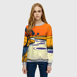 Свитшот женский Арт с фантастическим пейзажем, цвет: 3D-меланж — фото 2