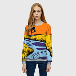 Свитшот женский Пейзаж с фантастической природой, цвет: 3D-меланж — фото 2