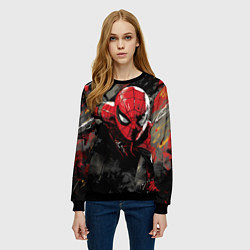Свитшот женский Человек-паук и красная краска, цвет: 3D-черный — фото 2