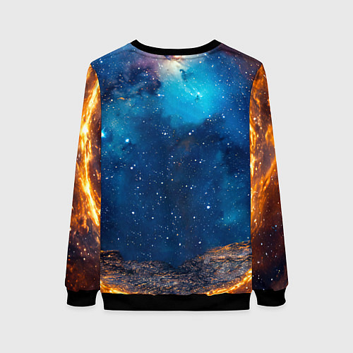 Женский свитшот Бульдог в космосе / 3D-Черный – фото 2