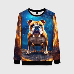Свитшот женский Бульдог в космосе, цвет: 3D-черный