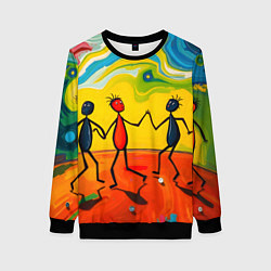 Свитшот женский Дружба человечков, цвет: 3D-черный