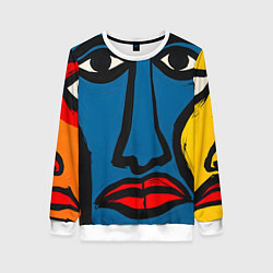 Свитшот женский Арт с лицами, цвет: 3D-белый