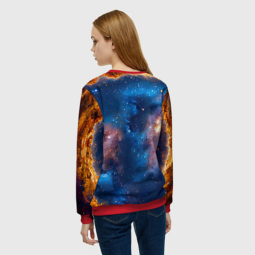 Женский свитшот Джек Рассел терьер в космосе / 3D-Красный – фото 4