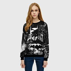 Свитшот женский Бэтмен черно-белый стиль, цвет: 3D-черный — фото 2