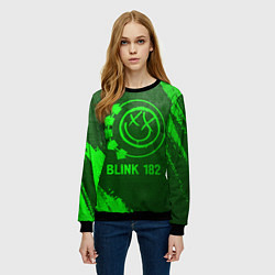 Свитшот женский Blink 182 - green gradient, цвет: 3D-черный — фото 2