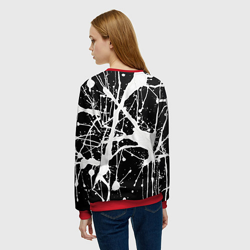 Женский свитшот Брызги белой краски / 3D-Красный – фото 4