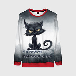 Свитшот женский Угрожающий кот, цвет: 3D-красный