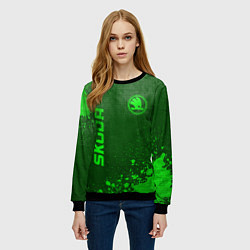 Свитшот женский Skoda - green gradient вертикально, цвет: 3D-черный — фото 2