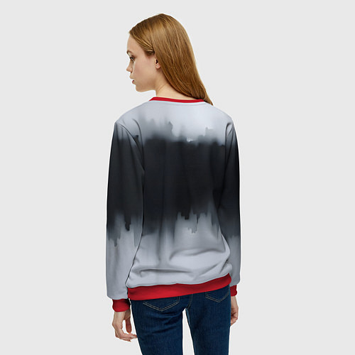 Женский свитшот Разводы черной краски / 3D-Красный – фото 4