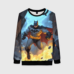 Свитшот женский Бэтмен в прыжке, цвет: 3D-черный