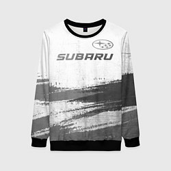 Свитшот женский Subaru - white gradient посередине, цвет: 3D-черный