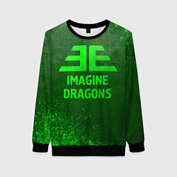 Свитшот женский Imagine Dragons - green gradient, цвет: 3D-черный