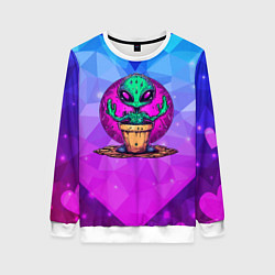 Свитшот женский Кактус в виде инопланетянина, цвет: 3D-белый