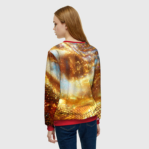 Женский свитшот Блестящая золотая текстура / 3D-Красный – фото 4