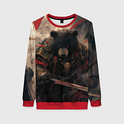 Свитшот женский Самурай медведь, цвет: 3D-красный