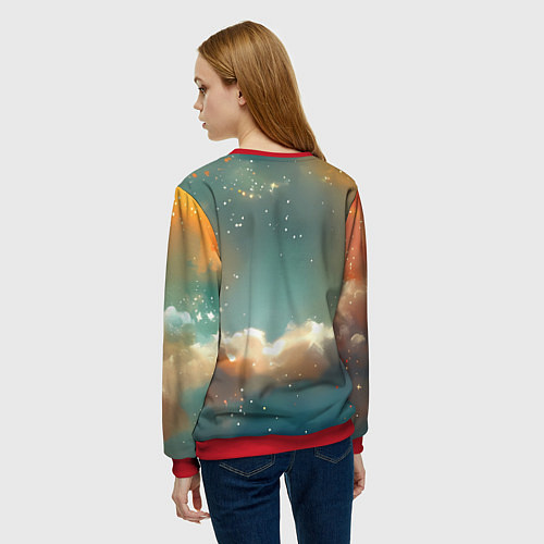 Женский свитшот Лисенок спит на облаке / 3D-Красный – фото 4