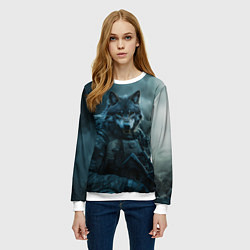 Свитшот женский Волк солдат, цвет: 3D-белый — фото 2