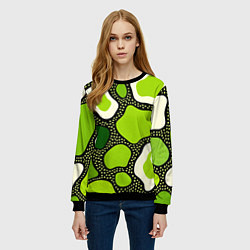 Свитшот женский Зеленая абстракция с кругами, цвет: 3D-черный — фото 2