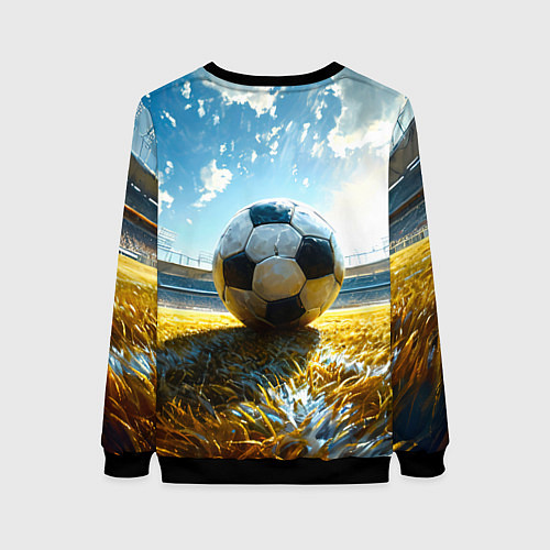Женский свитшот Футбольный мяч на стадионе / 3D-Черный – фото 2