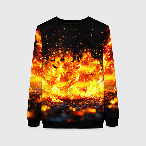 Женский свитшот Футбольный мяч в огне / 3D-Черный – фото 2