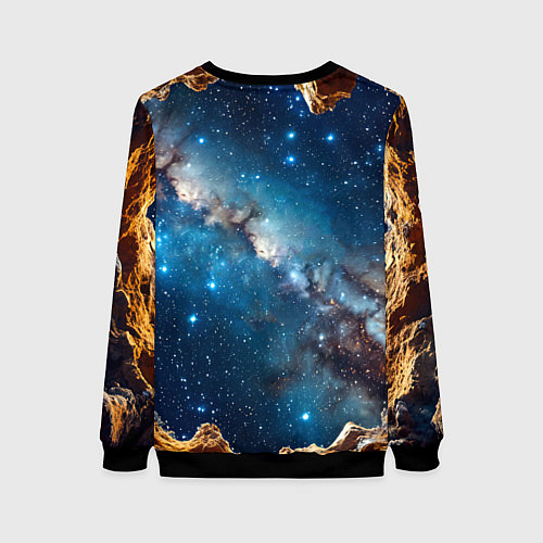 Женский свитшот Футбольный мяч в космосе / 3D-Черный – фото 2