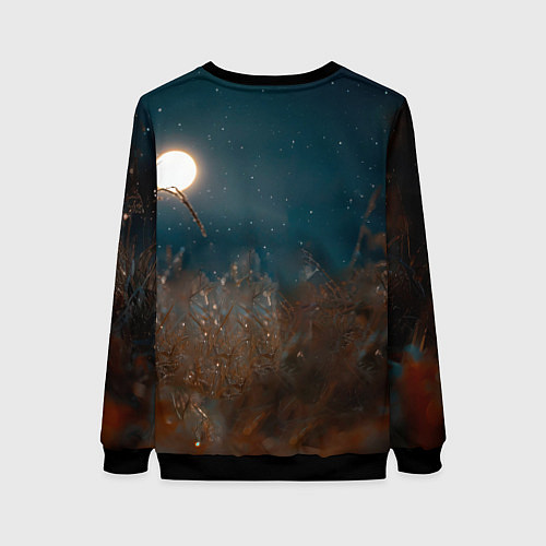 Женский свитшот Юрий Хой на фоне луны / 3D-Черный – фото 2