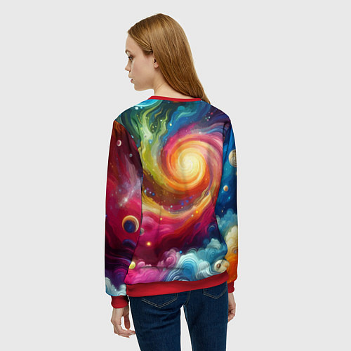 Женский свитшот Funny dalmatian puppy - ai art / 3D-Красный – фото 4