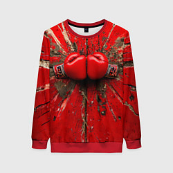 Свитшот женский Кикбоксеркие перчатки в красном, цвет: 3D-красный