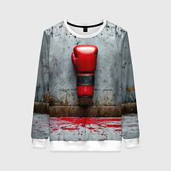 Свитшот женский Кикбоксеркие перчатки на сером, цвет: 3D-белый