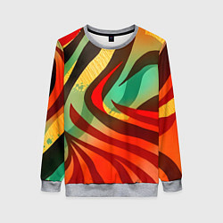 Свитшот женский Жаркая полосатая абстракция, цвет: 3D-меланж
