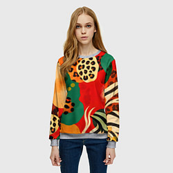 Свитшот женский Анималистичный африканский паттерн, цвет: 3D-меланж — фото 2