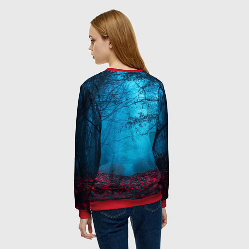 Женский свитшот Сектор газа вечерний лес / 3D-Красный – фото 4