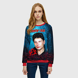 Свитшот женский Сектор газа вечерний лес, цвет: 3D-красный — фото 2