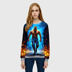 Свитшот женский Реслер в огне, цвет: 3D-меланж — фото 2