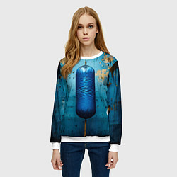 Свитшот женский Синяя боксерская груша, цвет: 3D-белый — фото 2
