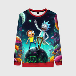 Женский свитшот Рик и Морти на планете сказочных грибов